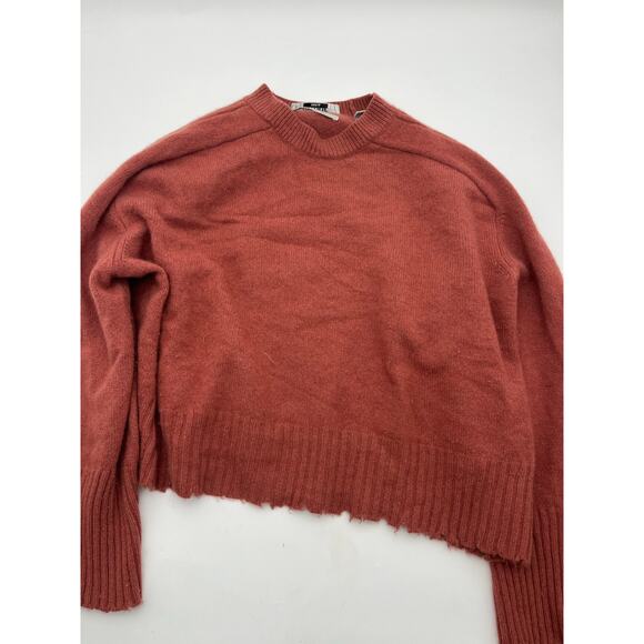 AllSaints Italian yarn Cashmere wool RUST Boxy RAW HEM Oversized Sz S Womans - Picture 3 of 7